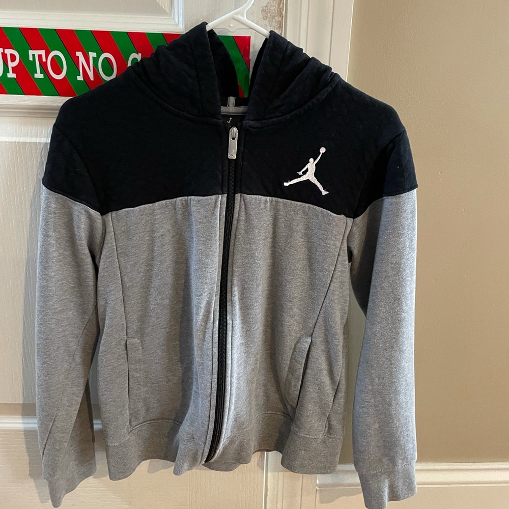 Youth Jordan black and gray hoodie full zip